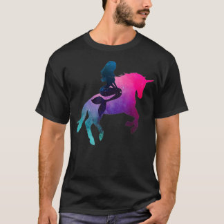 Camiseta Galaxy Mermaid Montando Unicornio Para Mujeres Y N