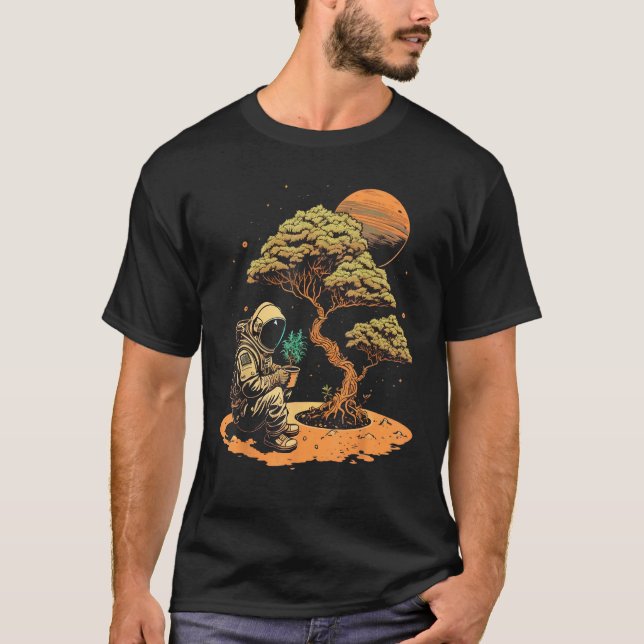 Camiseta Galaxy Miniature tree gardening on Astronaut Bonsa (Anverso)