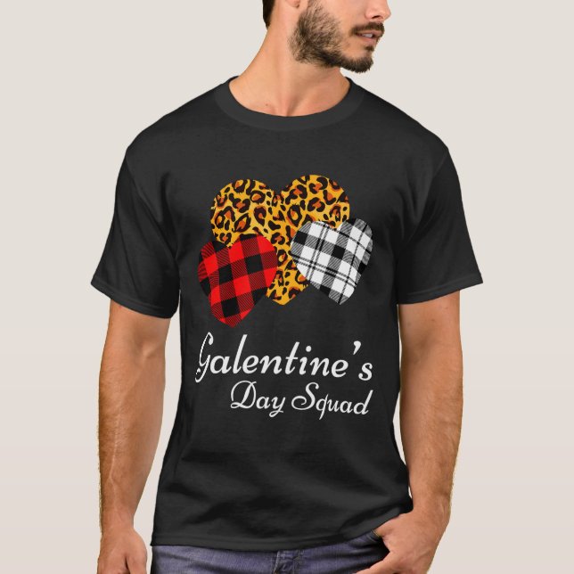 Camiseta Galentines Day Squad Valentines Hearts Love Leopar (Anverso)