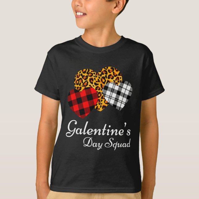 Camiseta Galentines Day Squad Valentines Hearts Love Leopar (Anverso)