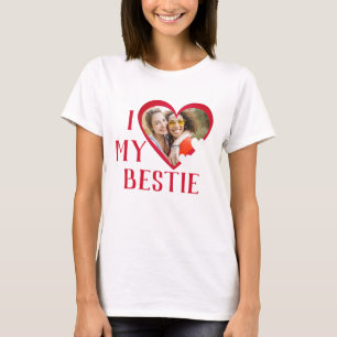 Camiseta Galentines I Love My Bestie Personalized Photo