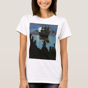 Camiseta Galeón De Piratas De Gato Louis Wain En La Luz De