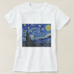 Camiseta Galería nocturna Vincent van Gogh Starry Bella Art<br><div class="desc">Vincent van Gogh. Noche estrellada. c. 1889. Óleo sobre lienzo. Pintura de obra maestra original de arte fino del famoso artista Post-impresionista holandés Vincent van Gogh.</div>