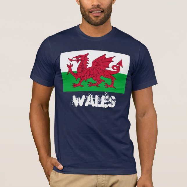 Camiseta Gales con bandera galesa (Anverso)