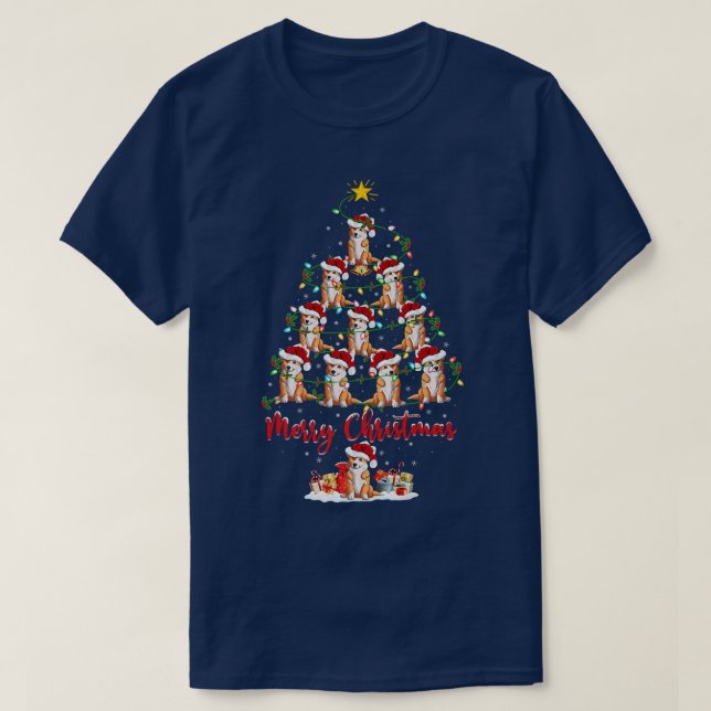 Camiseta Galés Corgi Perro Árbol de Navidad enciende divert (Diseño del anverso)