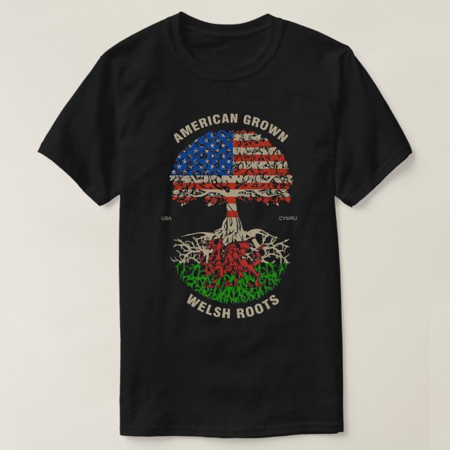 Camiseta Galés de crecimiento estadounidense remonta la ban (Diseño del anverso)