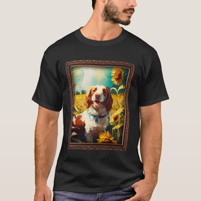 Camiseta Gales Springer Spaniel Pintura Flor de girasol M (Anverso)