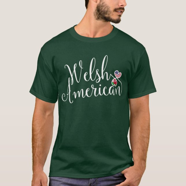 Camiseta galesa-norteamericana con corazón entrela (Anverso)