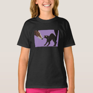Camiseta Galgo de Halloween con gato negro enojado