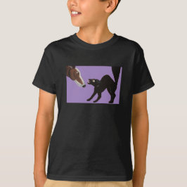 Camiseta Galgo de Halloween con gato negro enojado