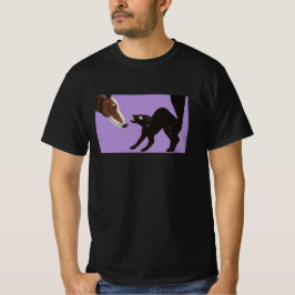 Camiseta Galgo de Halloween con gato negro enojado
