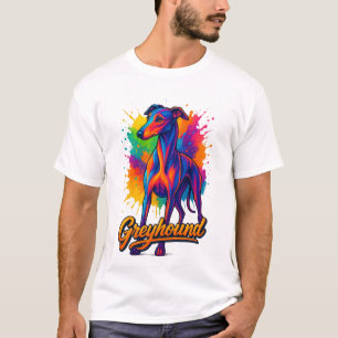 Camiseta Galgo Pop Art Vibrante Gris