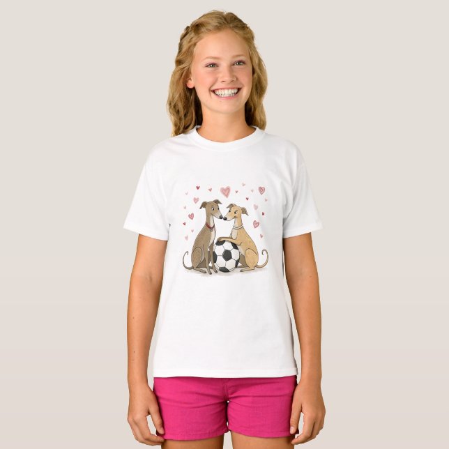 Camiseta Galgos with soccer ball for Valentine's Day (Anverso completo)