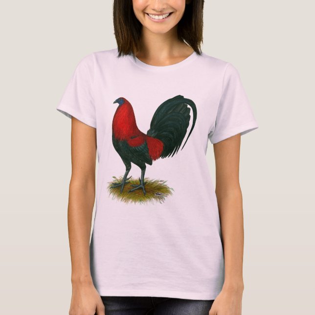 Camiseta Gallero Americano:  Pardo Rojo (Anverso)