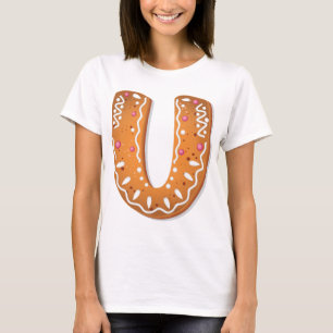 Camiseta Galleta de jengibre letra U monograma galleta de f