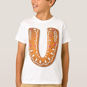 Camiseta Galleta de jengibre letra U monograma galleta de f