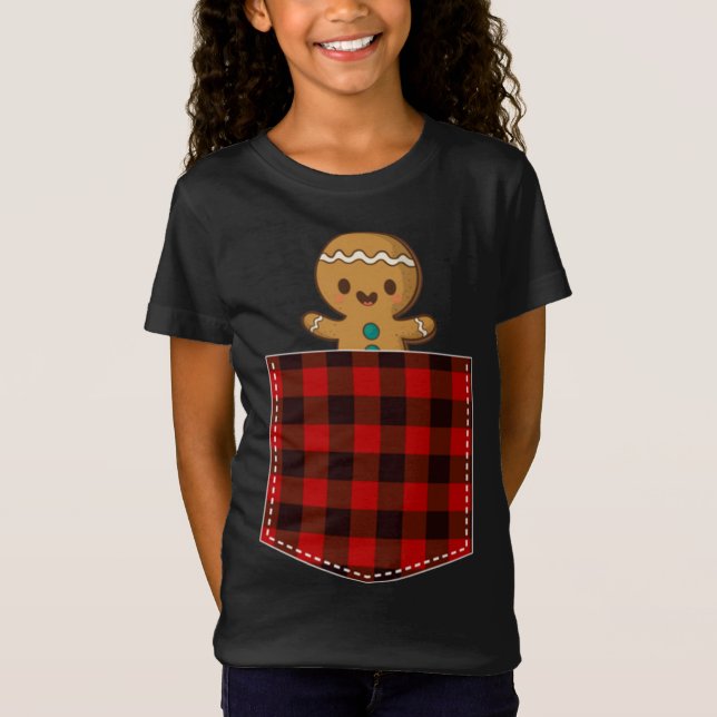 Camiseta Galleta roja de pan de jengibre en Pocket Buffalo  (Anverso)