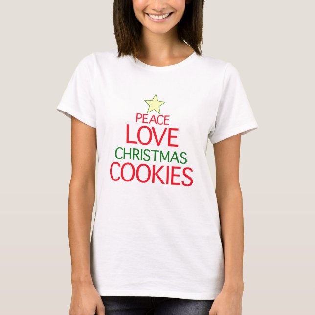 Camiseta Galletas del navidad del amor de la paz (Anverso)