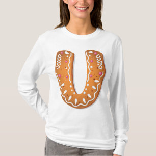 Camiseta Galletita Navideña de Jengibre con la Letra U Mono