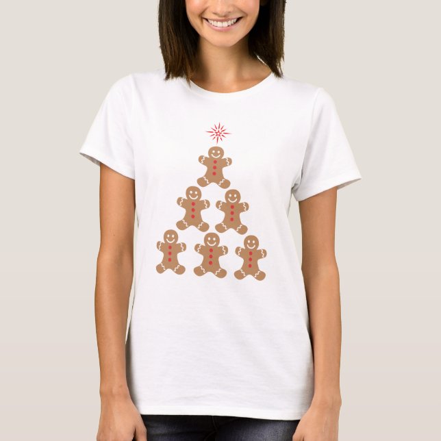 Camiseta Galletitas de la estrella roja del árbol de Navida (Anverso)