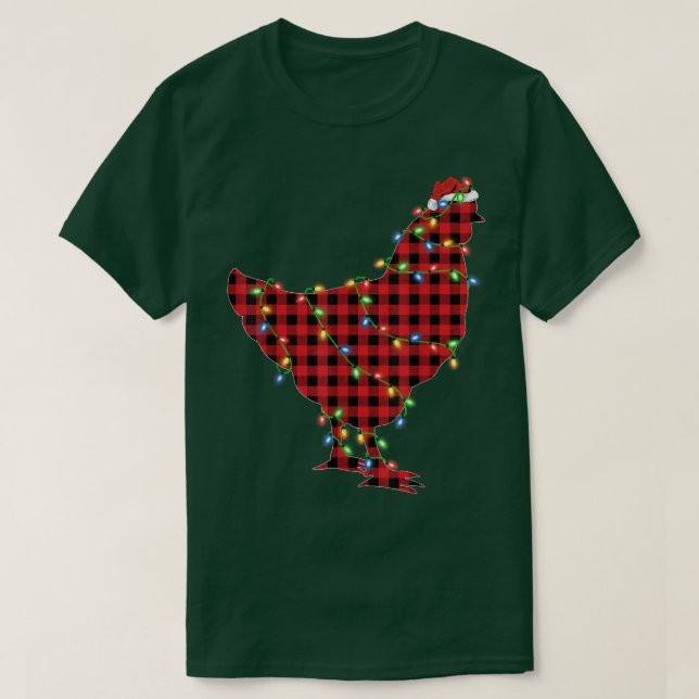 Camiseta Gallina con pájaros con navidad alumbra pollo con  (Diseño del anverso)