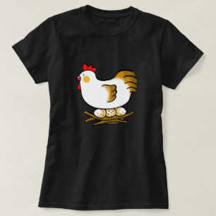 Camiseta Gallina de Dibujos Animados Adorable en el Nido co