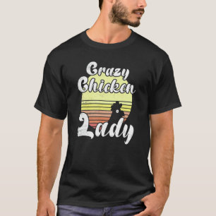 Camiseta Gallina descarada puesta de sol retro loca señora 