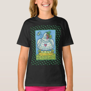CAMISETA GALLINA IRLANDESA DIVERTIDA, HUEVOS Y TREBOLES POL
