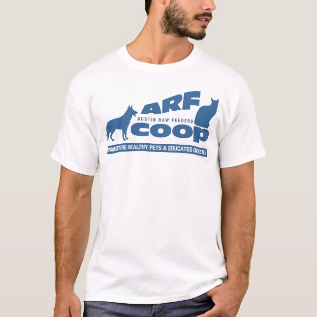 Camiseta Gallinero de ARF: azul en blanco (Anverso)