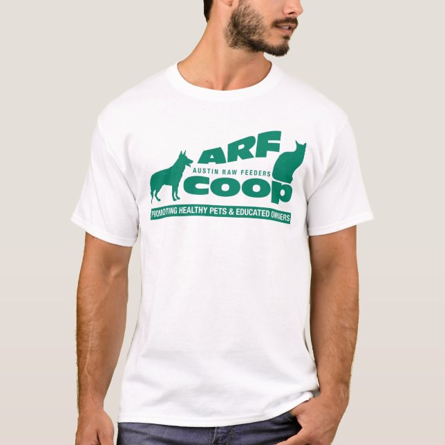 Camiseta Gallinero de ARF: verde en blanco (Anverso)
