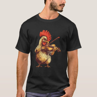 Camiseta Gallo Adorable Tocando Música de Violín Músico Mús