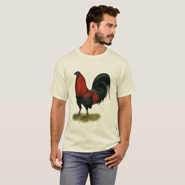 Camiseta Gallo americano del rojo del negro del BB del (Anverso completo)
