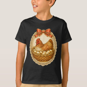 Camiseta Gallo Antiguo En Nido Marco De Encaje Granja Galli
