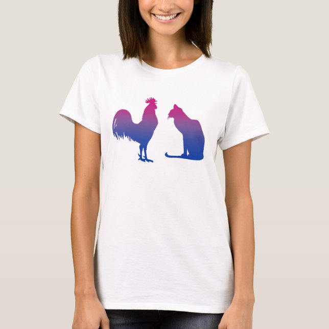 Camiseta Gallo bisexual y gatito (Anverso)