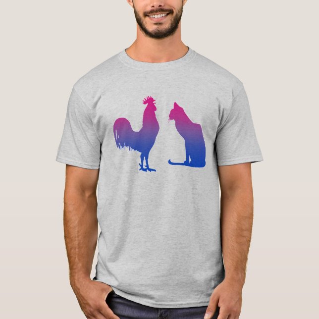 Camiseta Gallo bisexual y gatito (Anverso)