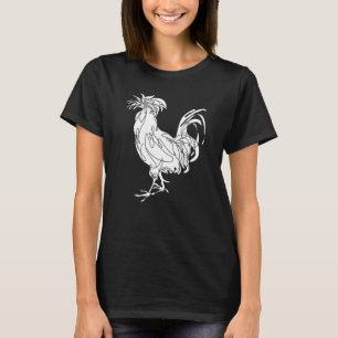 Camiseta Gallo blanco de la gallina de los gallos de la caz