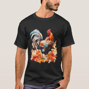 Camiseta Gallo Boho Pollo Hojas de Otoño Día de Acción de G