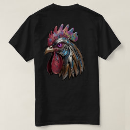 Camiseta Gallo Ciberpunk Arte Mecánico Iridescente