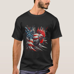 Camiseta Gallo de bandera americana pollo animal 4 de julio