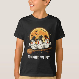 Camiseta Gallo de brujas divertidas de Halloween Escoba Esp