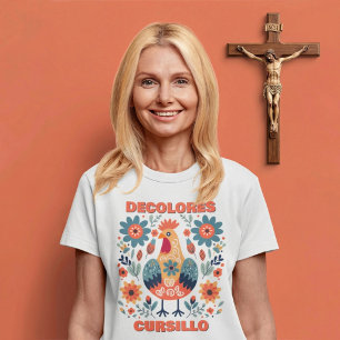 Camiseta Gallo de Cursillo DeColores Arte Popular Floral Na