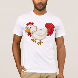 Camiseta Gallo de Dibujos Animados Pollo Blanco