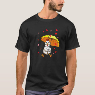 Camiseta Gallo de gallina con paraguas y corazones