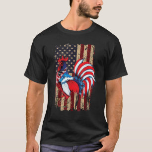 Camiseta Gallo de gallina de la bandera americana 4 de juli