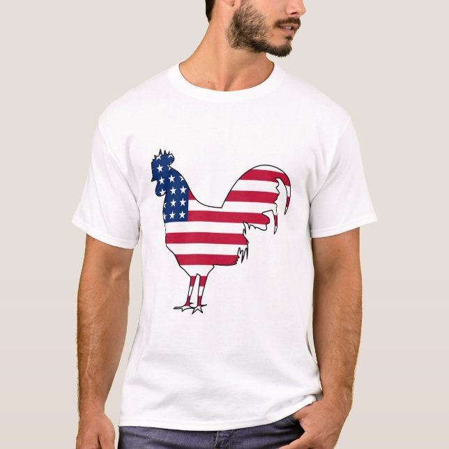 Camiseta Gallo de gallina de la bandera estadounidense cuan (Anverso)