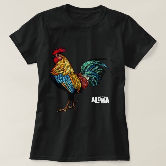Camiseta gallo de gallina hawaii aloha hawaiian 157 (Diseño del anverso)