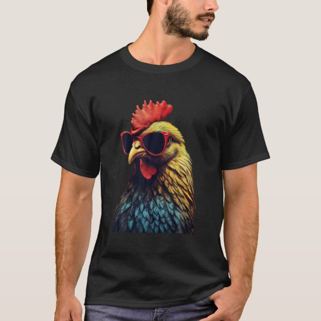 Camiseta Gallo de Guay de pollo retro con Sunglas (Anverso)