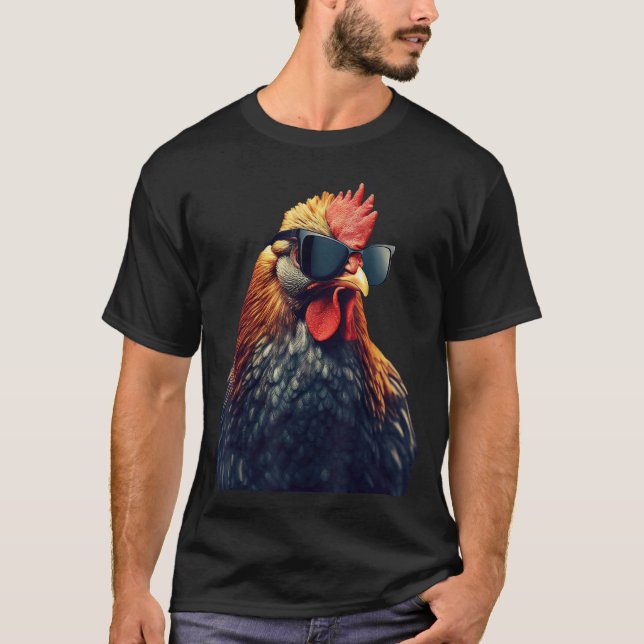 Camiseta Gallo de Guay de pollo retro con Sunglas (Anverso)