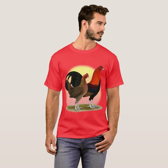 Camiseta Gallo de juego inglés viejo:  Rojo del BB (Anverso completo)