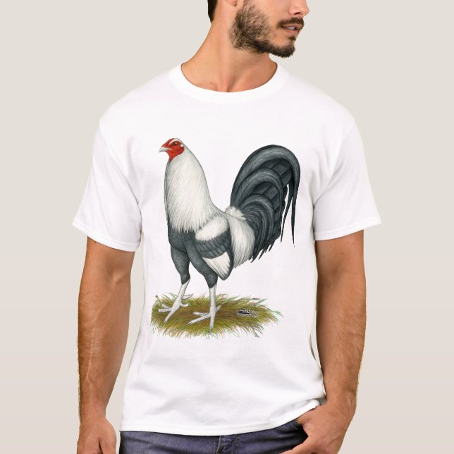 Camiseta Gallo de pelea americano del azul de la plata del